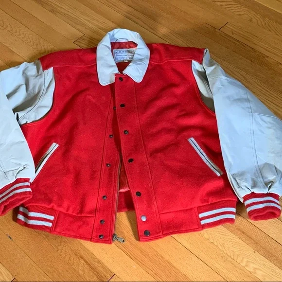 🏈⚾️J.R. Stone XL Men’s scarlet/gray Varsity jacket🏈⚾️ - Picture 2 of 12